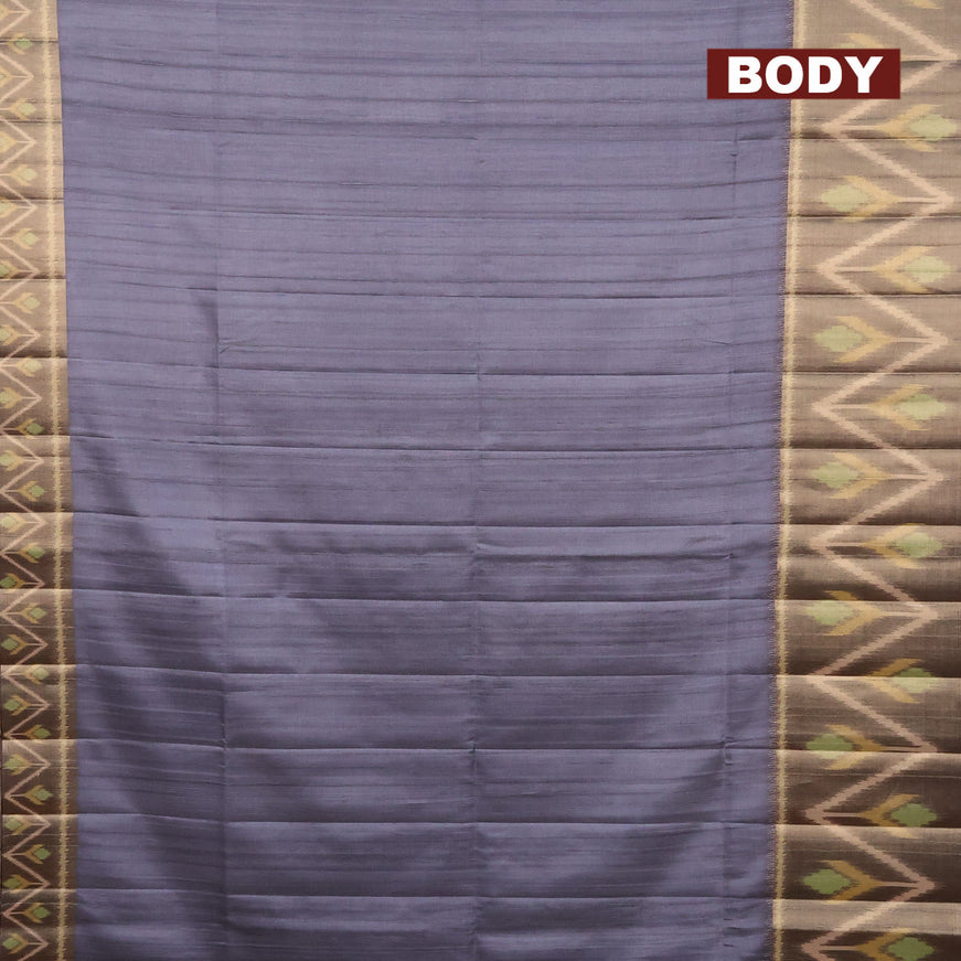 Semi matka saree grey and dark grey with plain body and ikat style border