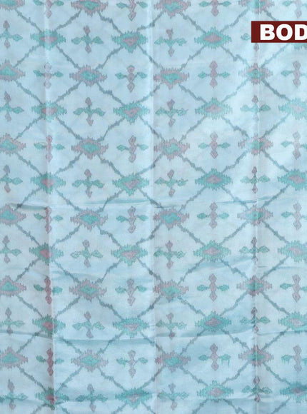 Banarasi semi tussar saree teal blue and wine shade with allover ikat weaves and copper zari woven border