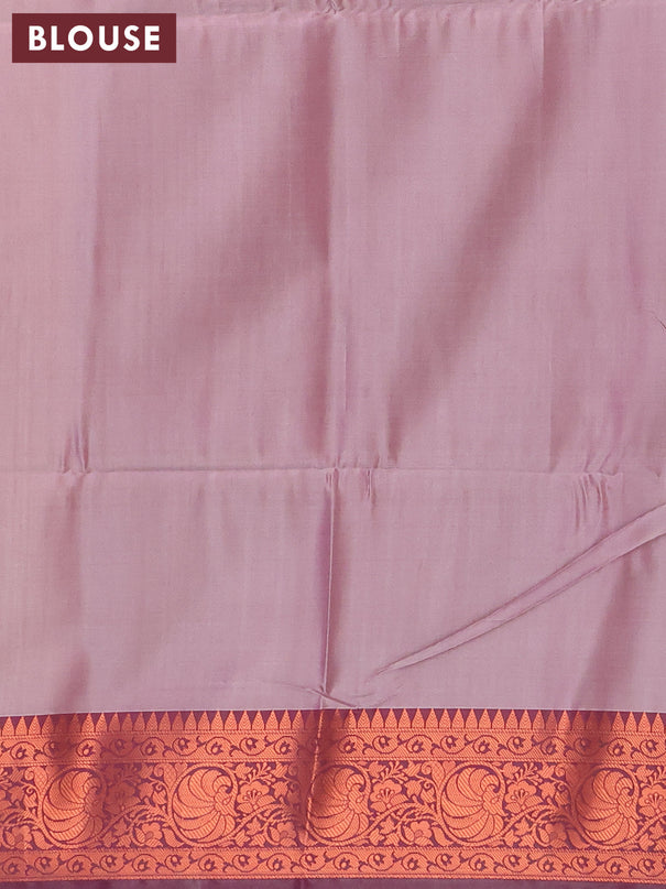 Banarasi semi tussar saree beige and wine shade with allover ikat weaves and copper zari woven border
