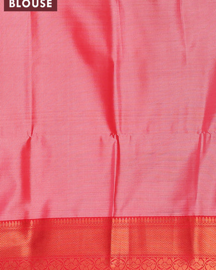 Banarasi semi tussar saree pastel pink and maroon with allover ikat weaves and zari woven border