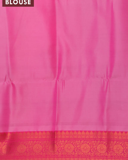 Banarasi semi tussar saree dual shade of grey and pink with allover ikat weaves and copper zari woven border