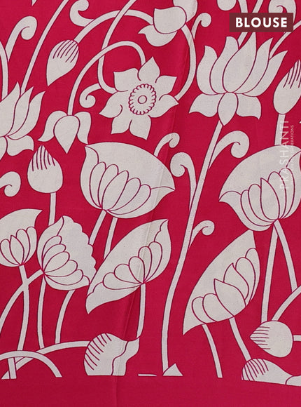 Semi modal partly saree pink with plain body and kalamkari pallu