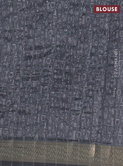 Semi tussar saree grey with allover prints & sequin work and zari woven border