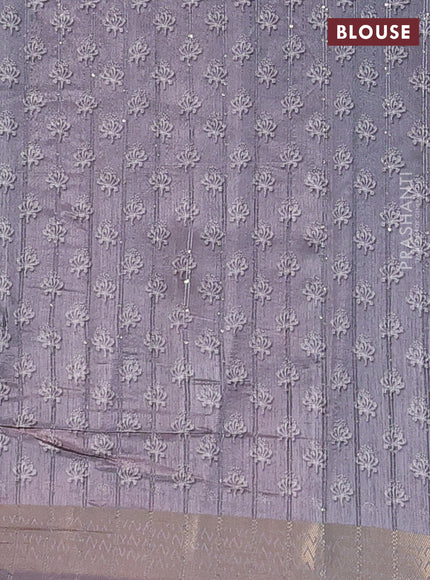 Semi tussar saree grey with butta prints & sequin work and zari woven border