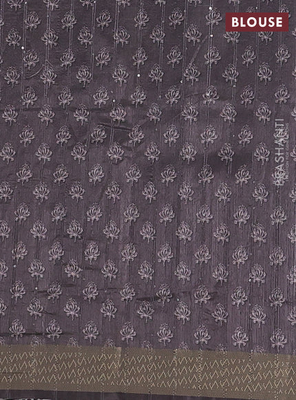 Semi tussar saree brown with butta prints & sequin work and zari woven border