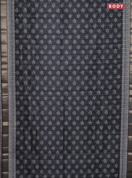 Semi tussar saree elephant grey with butta prints & sequin work and zari woven border