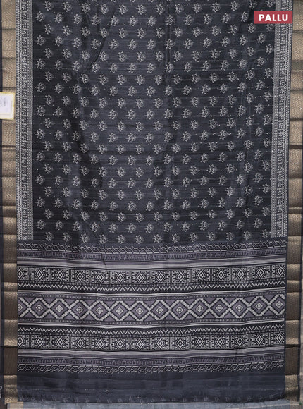 Semi tussar saree elephant grey with butta prints & sequin work and zari woven border