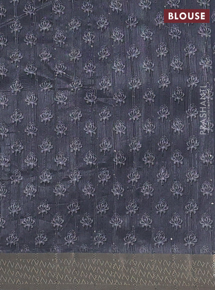 Semi tussar saree elephant grey with butta prints & sequin work and zari woven border