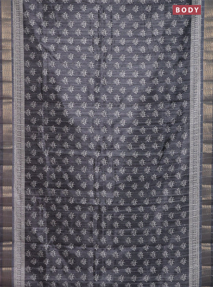Semi tussar saree grey with butta prints & sequin work and zari woven border