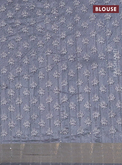 Semi tussar saree grey with butta prints & sequin work and zari woven border