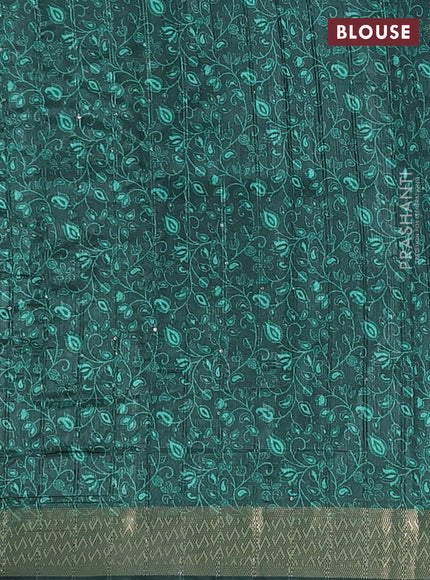 Semi tussar saree green with allover prints & sequin work and zari woven border
