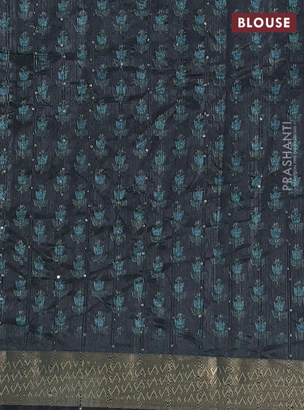 Semi tussar saree violet with allover kalamkari prints & sequin work and zari woven border