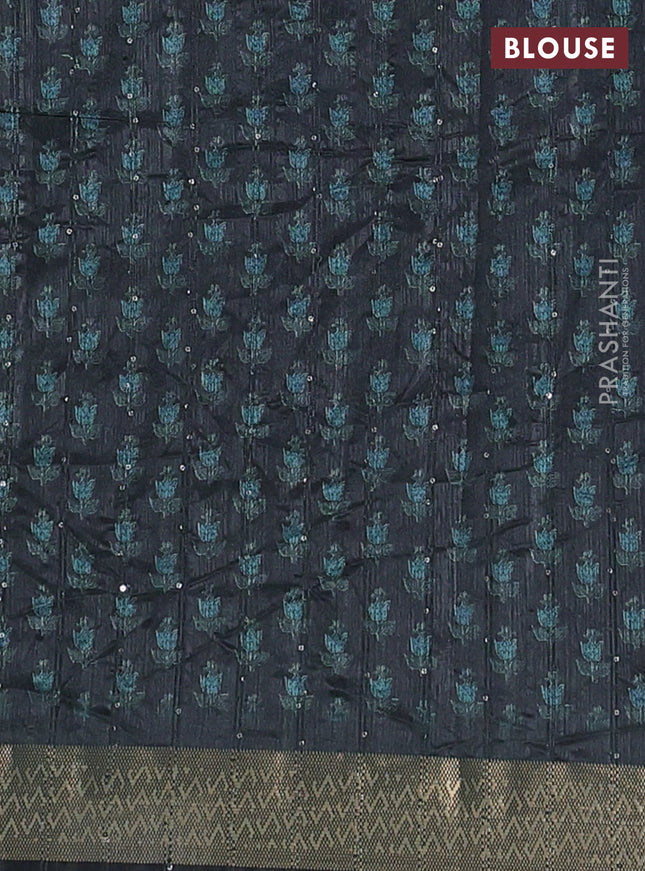 Semi tussar saree violet with allover kalamkari prints & sequin work and zari woven border