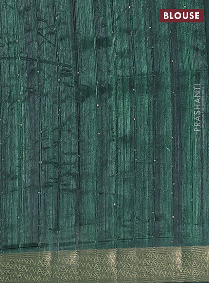 Semi tussar saree green with allover kalamkari prints & sequin work and zari woven border