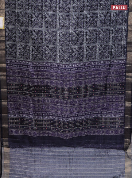 Semi tussar saree deep jamun shade with allover leaf prints & sequin work and zari woven border