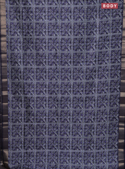 Semi tussar saree violet with allover leaf prints & sequin work and zari woven border