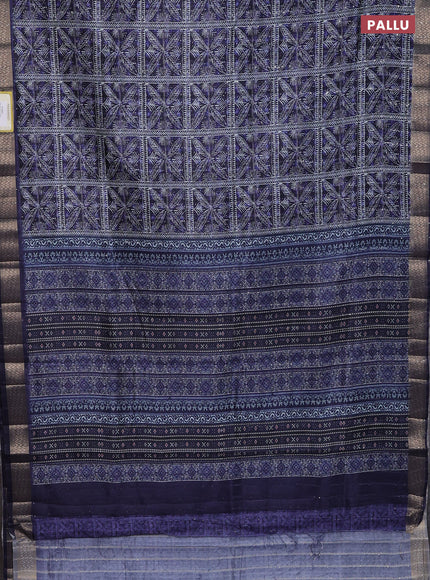 Semi tussar saree violet with allover leaf prints & sequin work and zari woven border