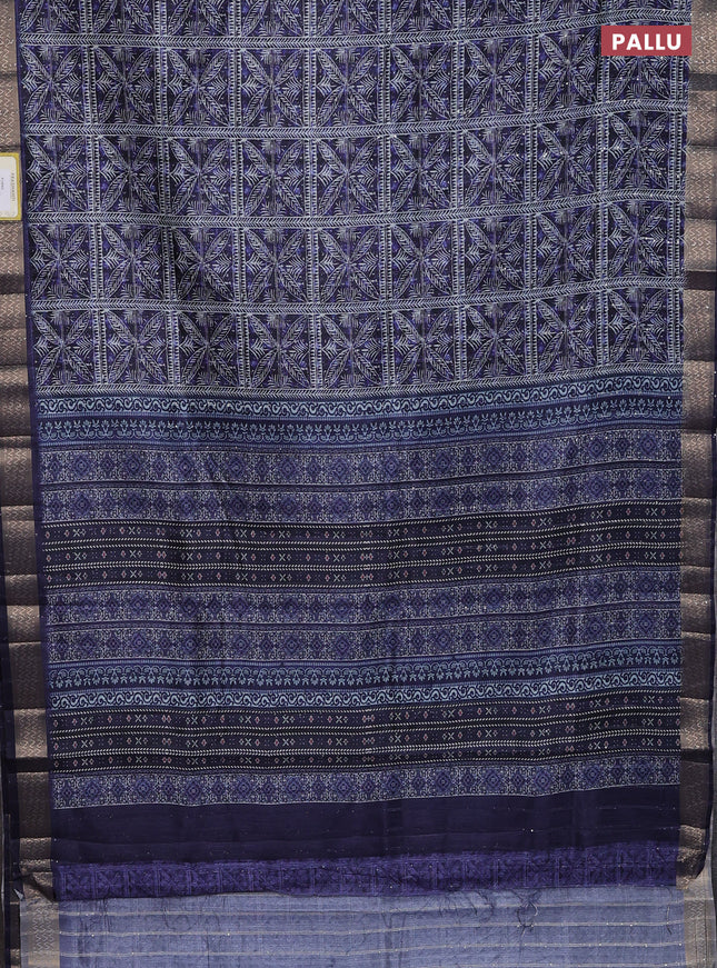 Semi tussar saree violet with allover leaf prints & sequin work and zari woven border