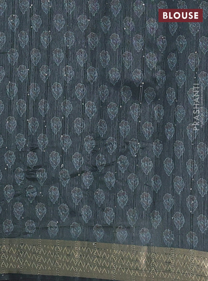 Semi tussar saree sap green with floral butta prints & sequin work and zari woven border