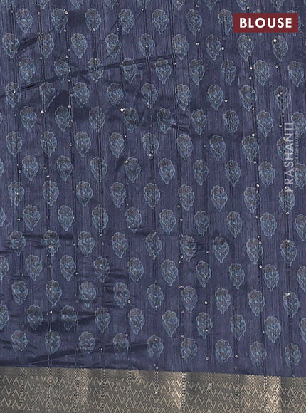 Semi tussar saree elephant grey with floral butta prints & sequin work and zari woven border