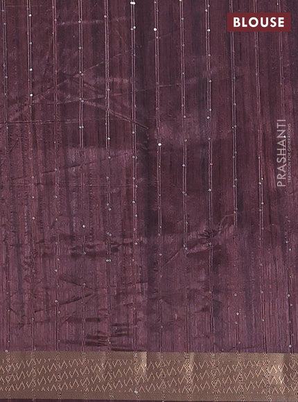 Semi tussar saree deep maroon with kalamakri prints & sequin work and zari woven border