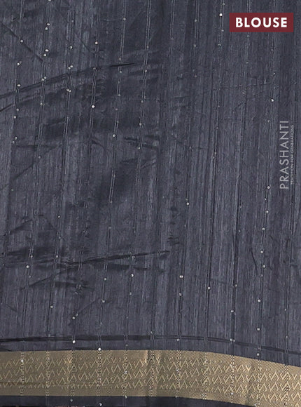 Semi tussar saree elephant grey with kalamakri prints & sequin work and zari woven border