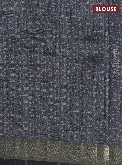 Semi tussar saree elephant grey with allover floral prints & sequin work and zari woven border