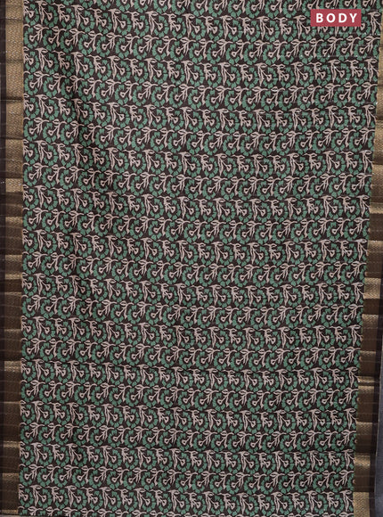 Semi tussar saree brown with allover floral prints & sequin work and zari woven border