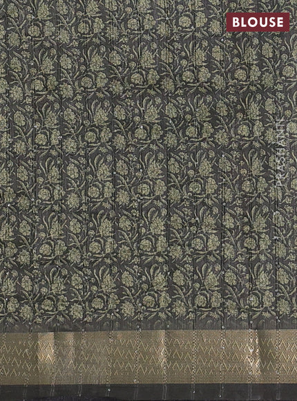 Semi tussar saree sap green with allover kalamkari prints & sequin work and zari woven border