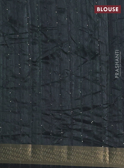 Semi tussar saree dark bottle green with allover prints & sequin work and zari woven border