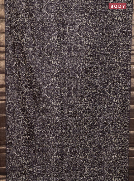 Semi tussar saree coffee brown with allover prints & sequin work and zari woven border