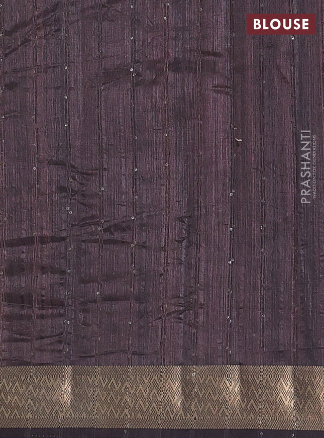 Semi tussar saree coffee brown with allover prints & sequin work and zari woven border