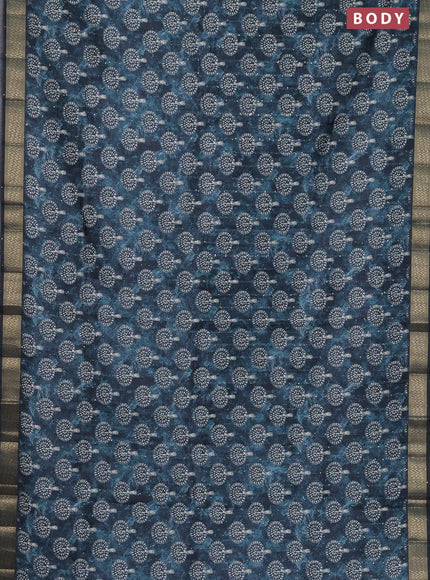 Semi tussar saree peacock green with butta prints & sequin work and zari woven border