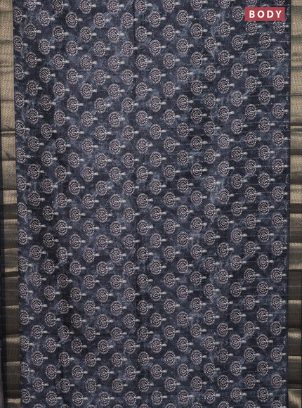 Semi tussar saree elephant grey with butta prints & sequin work and zari woven border