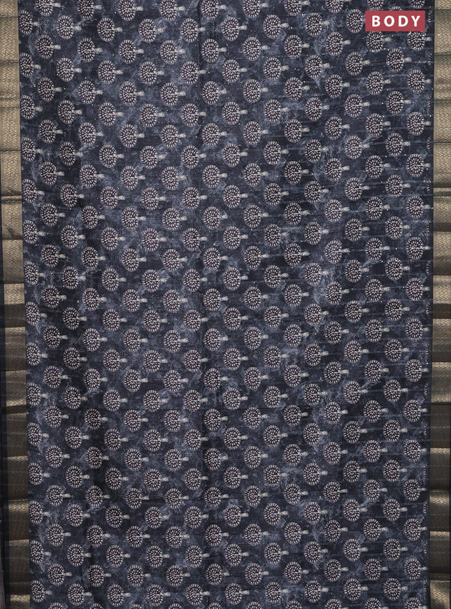 Semi tussar saree elephant grey with butta prints & sequin work and zari woven border