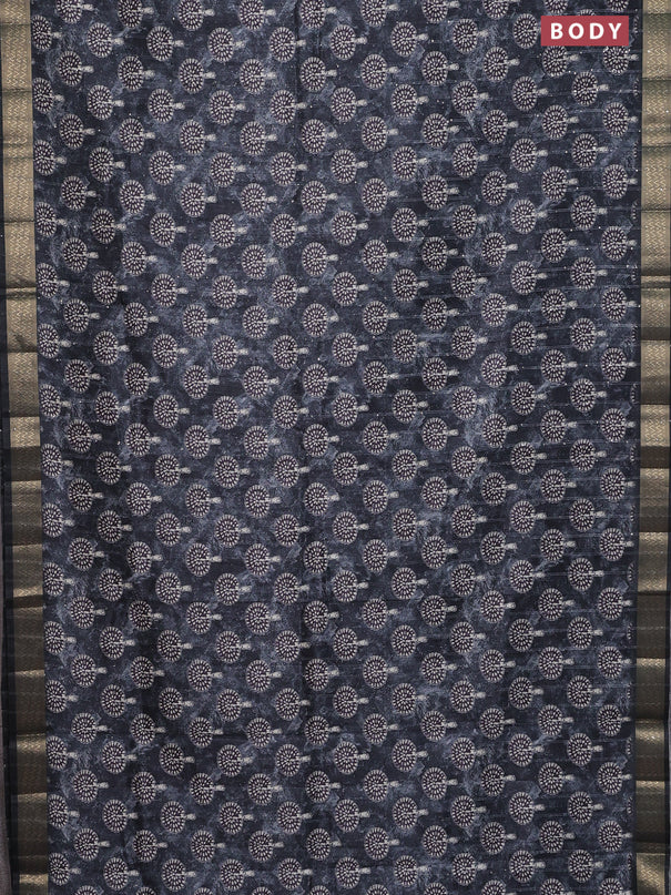 Semi tussar saree elephant grey with butta prints & sequin work and zari woven border