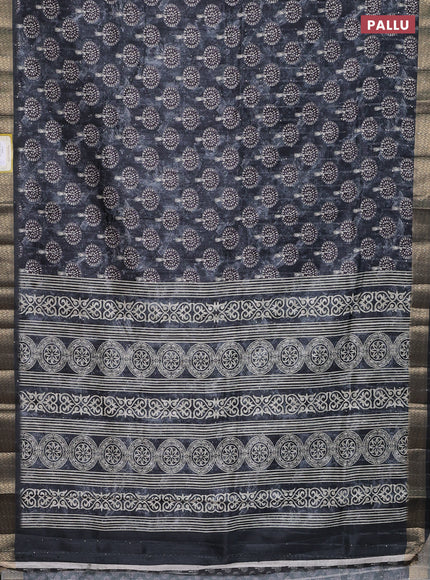 Semi tussar saree elephant grey with butta prints & sequin work and zari woven border
