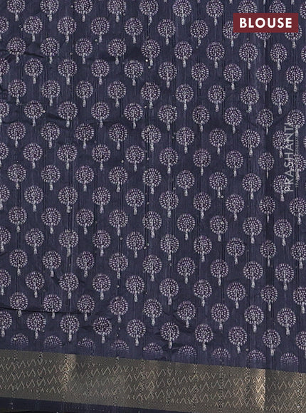 Semi tussar saree navy blue with butta prints & sequin work and zari woven border