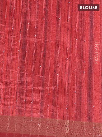 Semi tussar saree maroon with allover kalamkari prints & sequin work and zari woven border