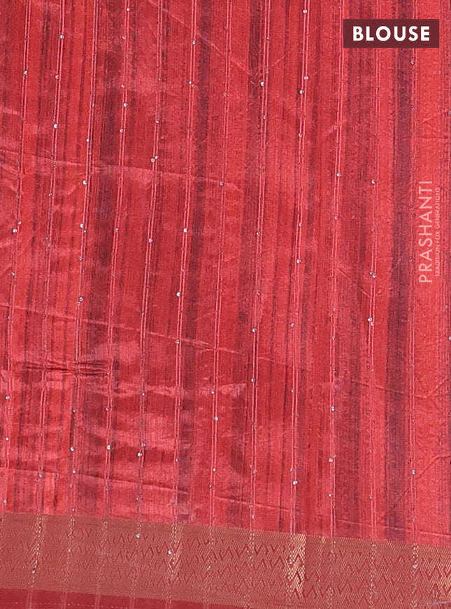 Semi tussar saree maroon with allover kalamkari prints & sequin work and zari woven border