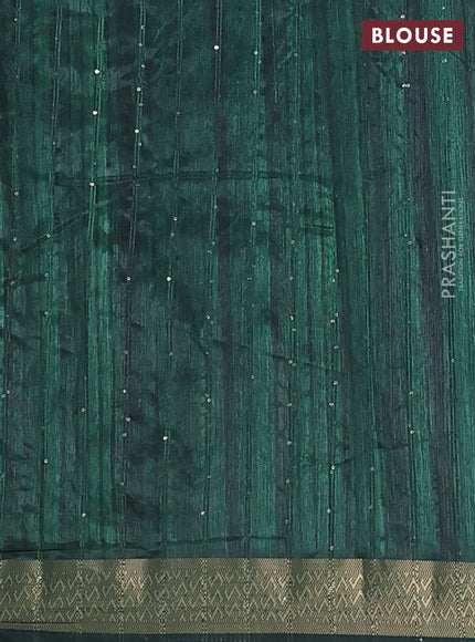 Semi tussar saree green with allover kalamkari prints & sequin work and zari woven border