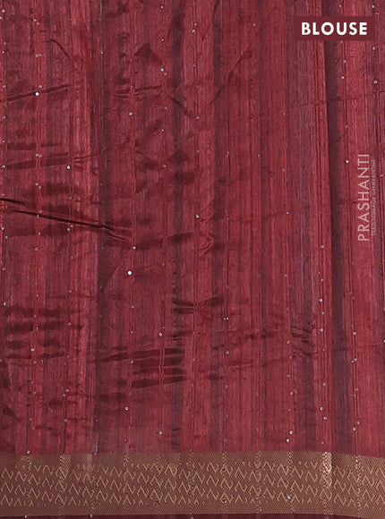 Semi tussar saree maroon with allover kalamkari prints & sequin work and zari woven border