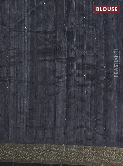 Semi tussar saree grey with allover kalamkari prints & sequin work and zari woven border