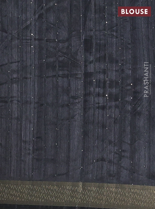 Semi tussar saree grey with allover kalamkari prints & sequin work and zari woven border