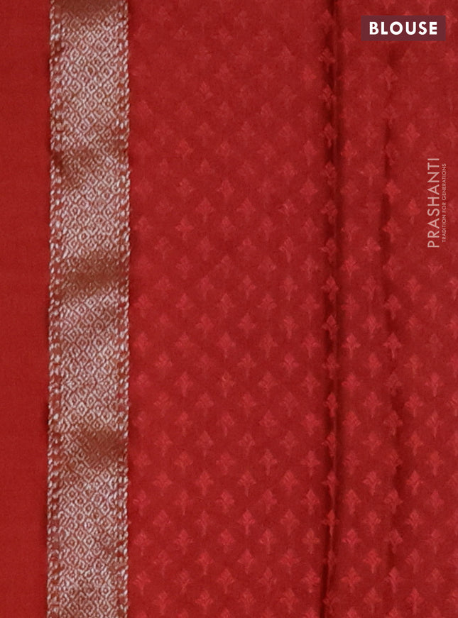 Banarasi semi crepe saree rust shade with allover thread & zari woven brocade weaves and woven border