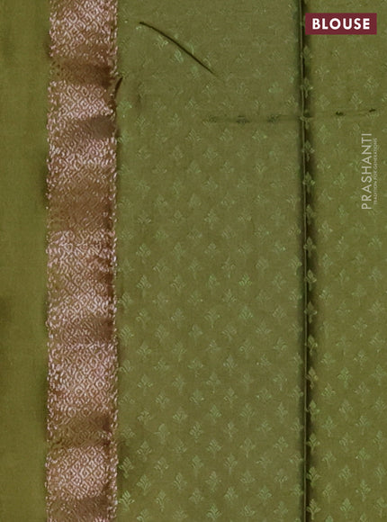 Banarasi semi crepe saree mehendi green with allover thread & zari woven brocade weaves and woven border