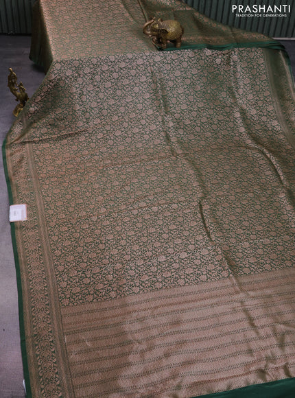 Banarasi semi crepe saree green with allover thread & zari woven brocade weaves and woven border