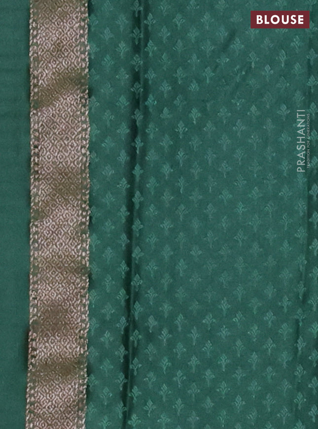 Banarasi semi crepe saree green with allover thread & zari woven brocade weaves and woven border