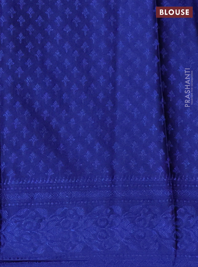 Banarasi semi crepe saree blue with allover thread & zari woven brocade weaves and woven border
