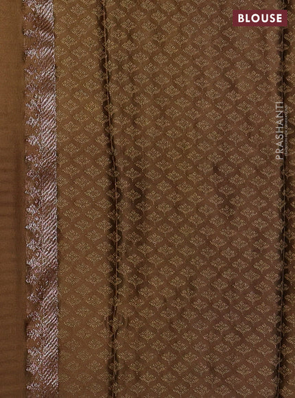 Banarasi semi crepe saree dark mehendi green with allover thread & zari woven brocade weaves and woven border